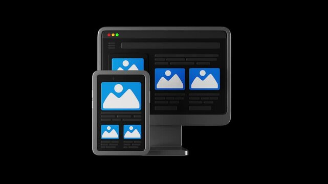3D Animation Icon of Responsive | Alpha Channel