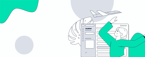 Flat vector illustration of business people operating work scene
