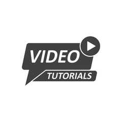 Play video tutorials icon in flat style. Education software vector illustration on isolated background. Webinar training sign business concept.