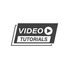 Play video tutorials icon in flat style. Education software vector illustration on isolated background. Webinar training sign business concept.