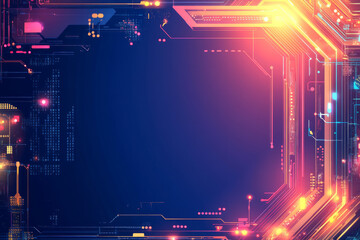 Abstract digital background with lights, lasers, and a futuristic cityscape, creating a vibrant atmosphere for a concert or party in cyberspace,Generated By Ai