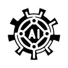 artificial intelligence ai gear industry 5 glyph icon vector. artificial intelligence ai gear industry 5 sign. isolated symbol illustration
