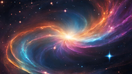 Obraz premium A star soaring across the expanse of space, perfect for scientific cinema, creates an enchanting screensaver featuring a cosmic backdrop