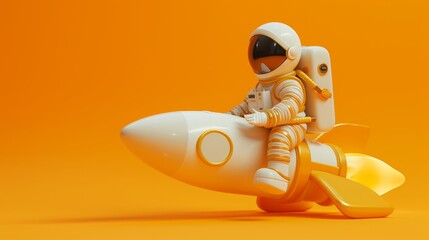 3d icon of an astronaut riding a spaceship rocket, featuring a unique and isolated design concept