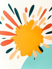 Obraz premium A vibrant explosion of colors featuring orange, yellow, and teal, creating a dynamic and energetic visual impact.