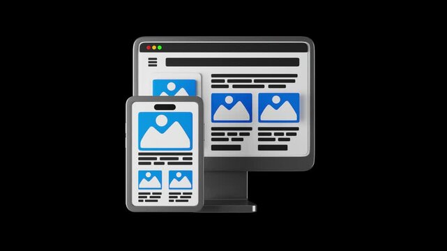 3D Animation Icon of Responsive | Alpha Channel