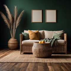 Cozy Living Room Decor With Wicker Furniture And Natural Elements