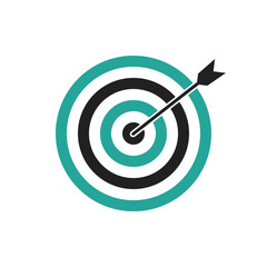 Green and black bullseye dart target icon. Dart target goal marketing sign. Arrow dart logo vector. Winner dart sign.