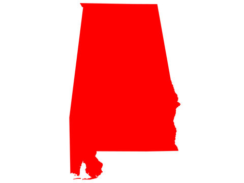 Alabama map with red color