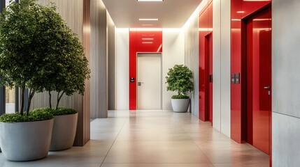 Modern classic wooden Elevator doors of office or hotel hallway, Lobby interior, corridor in house with lift,Black elegant lift for passenger or cargo elevators,copy space.