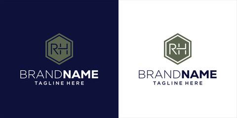 Creative RH Letter Logo Design With Hexagon, Design Inspiration, Illustration, Vector