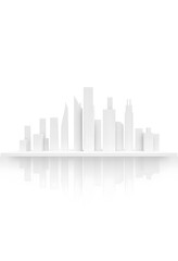 White Abstract City Skyline on Reflective Surface