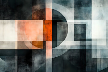 Abstract Geometric Landscape Featuring Translucent Circles and Triangular Forms on Dark Background