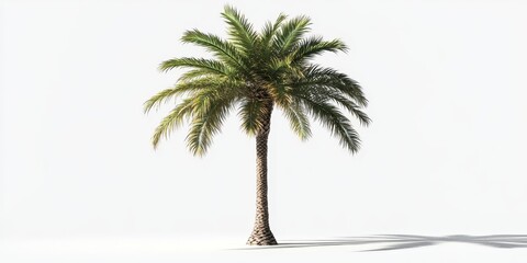Obraz premium Isolated palm tree on a white background, perfect for enhancing any park or garden decoration with a touch of tropical elegance, featuring the beauty of palm tree aesthetics.