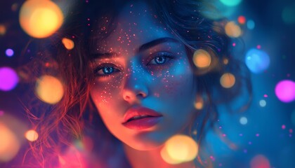 Fototapeta premium Psychedelic Portrait Photography with Vivid Colors Soft Focus