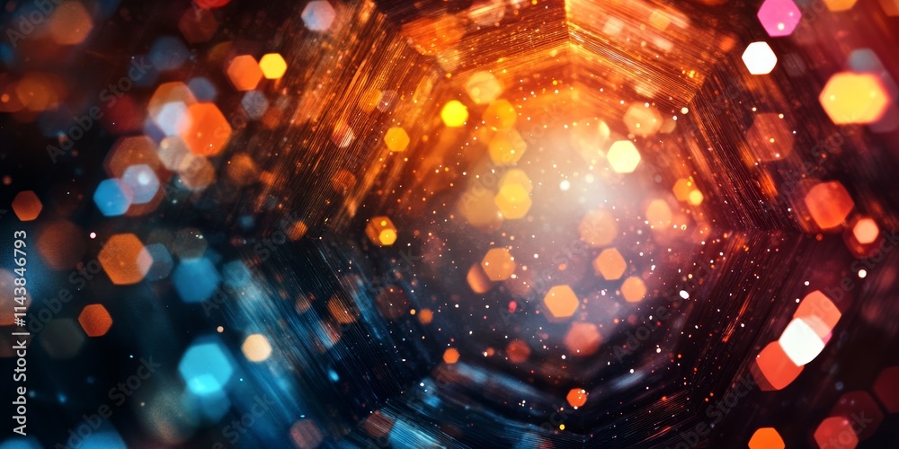 Aufkleber Abstract colors create a vibrant octagon bokeh background that enhances visual appeal, offering a dynamic setting filled with abstract colors and captivating depth in the octagon design.
