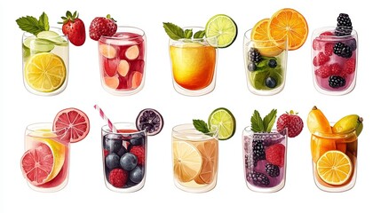 Fruit Infusions with Assortment of Fresh Berries Citrus Slices