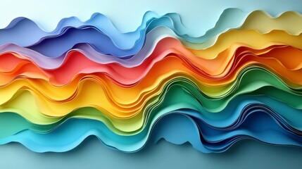 Abstract Rainbow Paper Waves - Layered Paper Art Design