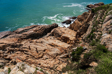 Stunning View of Rocky Coastline Meeting Turquoise Waters