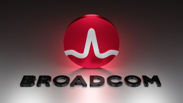 Broadcom logo and font in front view