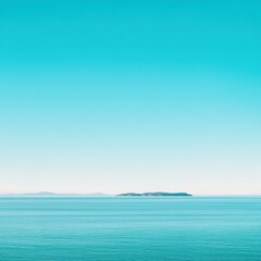 Fototapeta premium Tranquil Seascape with Clear Aqua Water and Calm Sky Over Remote Island During Bright Daylight, Creating a Serene Atmosphere and Natural Beauty