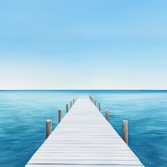 Fototapeta premium A picturesque pier stretching into a calm, turquoise sea under the sun