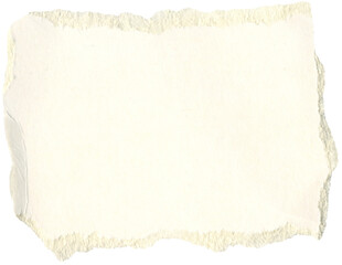 Crumpled beige, creamy, ivory paper piece with torn edges. For DIY projects, scrapbooking and collage.