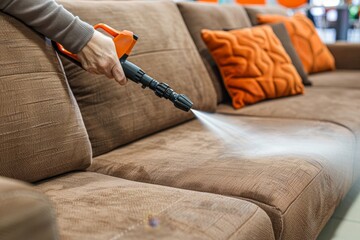 Professional sofa cleaning  high pressure spray service for effective dust mite removal and care