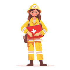 Vector illustration of a female rescuer character