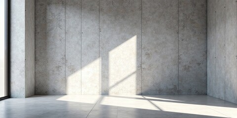 Empty Room with Concrete Walls and Sunlight Streaming Through Window