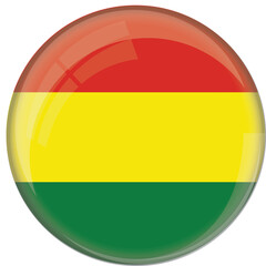 Bolivia flag with glossy rounded button for football team and national emblem