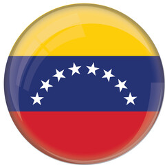 venezuela flag with glossy rounded button for football team and national emblem