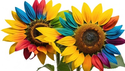 Vibrant Rainbow Sunflowers: A Colorful Floral Delight