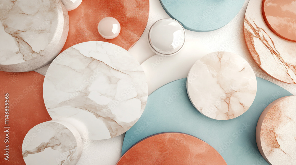 Fototapete luxury abstract background of various 3d geometric elements, acrylic and 3d colorful background, various art style abstract geometric background with 3d various geometric patterns.