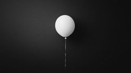 Minimalist White Balloon Against Black Background, Symbolizing Simplicity and Elegance in Modern Design, Perfect for Various Creative Projects and Artistic Expressions