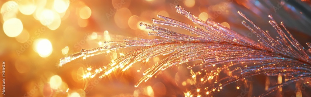 Poster soft close-up of shimmering water quills in motion reflecting light at dusk