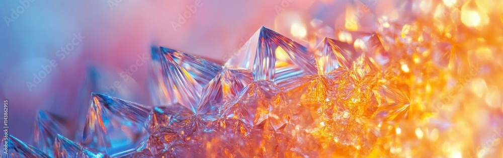 Poster Stunning macro shot showcasing intricate crystal structure with vibrant colors and sharp angles