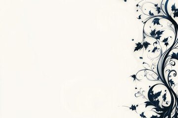 Abstract Floral Frame with Swirls and Leaves,Generated By Ai