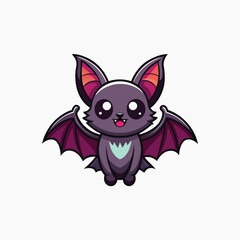 Cute fast nocturne cave bloodsuck mouse bird eye isolate white midnight sky backdrop.