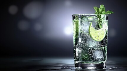 Refreshing cocktail preparation home bar beverage photography modern setting close-up view minty lime concept