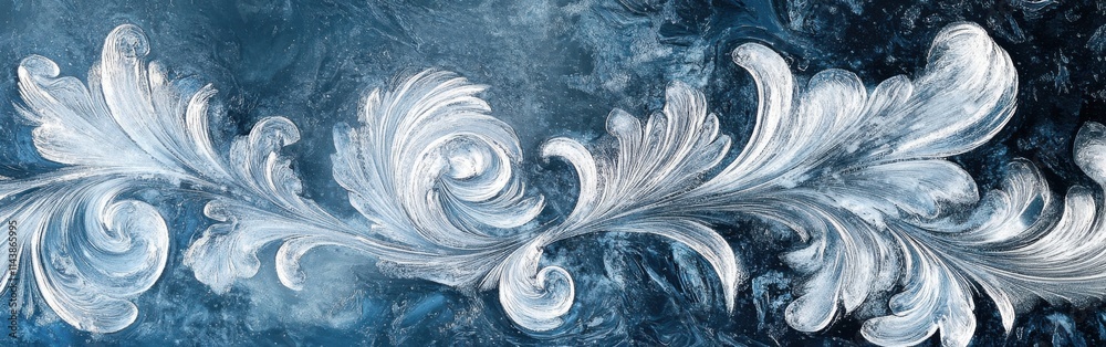 Fototapete intricate frost patterns create a stunning design on a winter window at dawn