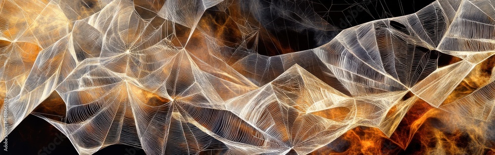 Poster intricate details of spider silk showcasing natural artistry in web design and structure