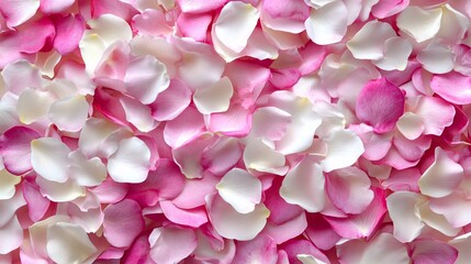Fototapeta premium A vibrant mix of pink and white rose petals, creating a lush and romantic backdrop.