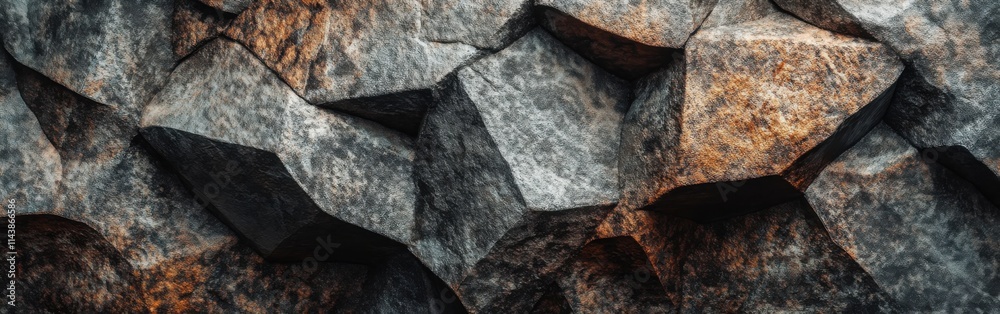 Poster Close-up view of patterned stone showcasing unique textures and natural colors found in rocky landscapes