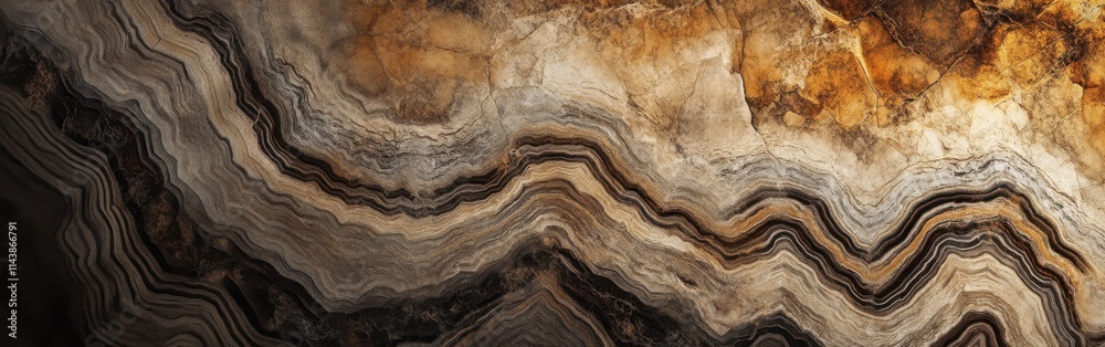 Poster intricate close-up of a patterned stone showcasing natural geology with striking textures and rich c