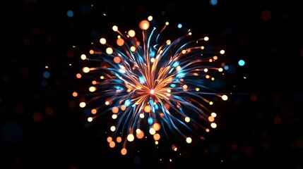 Fototapeta premium Vibrant explosion of colorful lights in a dark setting, creating a mesmerizing visual effect.