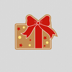 Gift shaped cookies isolated on transparent background. Vector