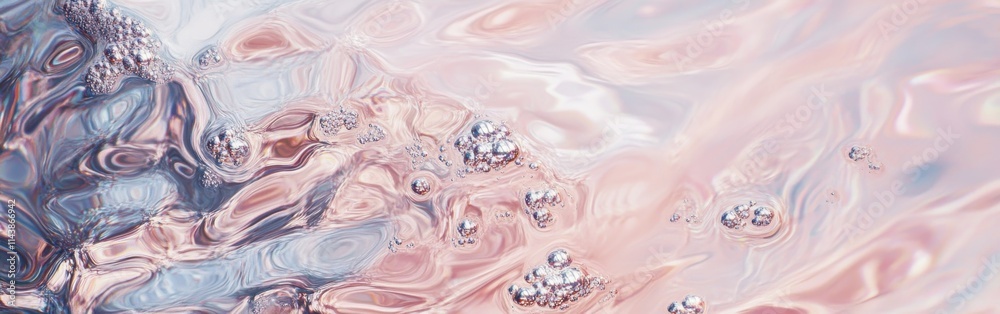 Aufkleber Shimmering reflections on abstract water surface with gentle colors and bubbles dancing in light during calm daylight