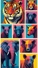 Fototapeta premium Abstract Pop Art Animal Portraits