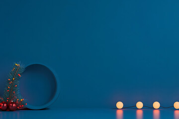 Christmas balls with glowing lights and bokeh effect in a winter night background,Generated By Ai